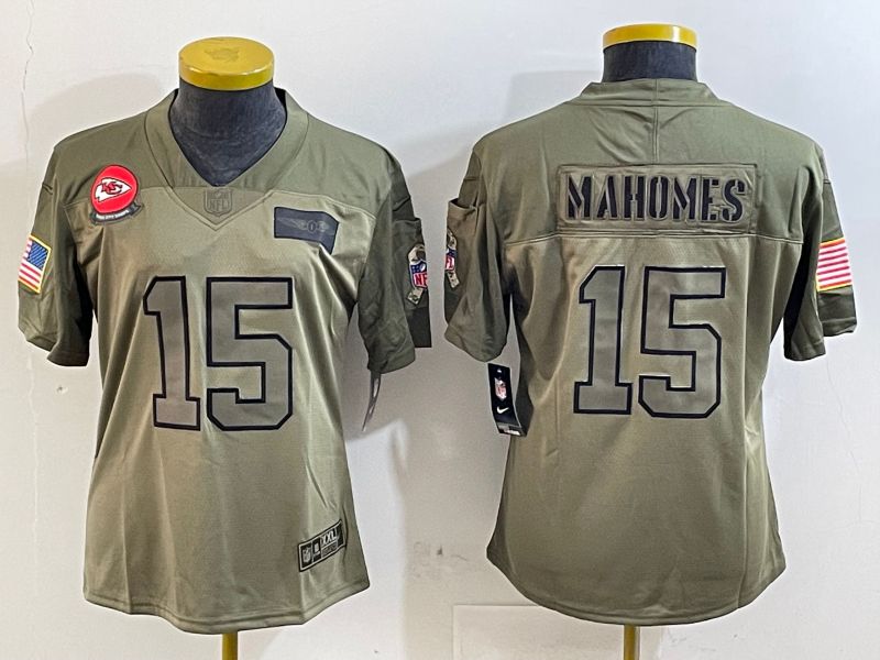Youth Kansas City Chiefs #15 Mahomes Green 2025 Nike Vapor Limited NFL Jersey style 1